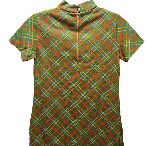 1960s Vintage Green OJ Yellow Children's Growing Girl Perma-Prest Dress Size 10 - Picture 4 of 7